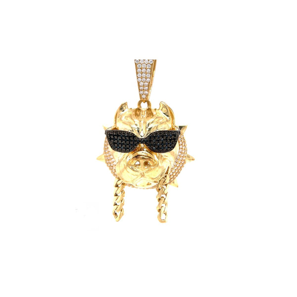 10K Yellow Gold Bull Dog Pendant by ijaz jewelers