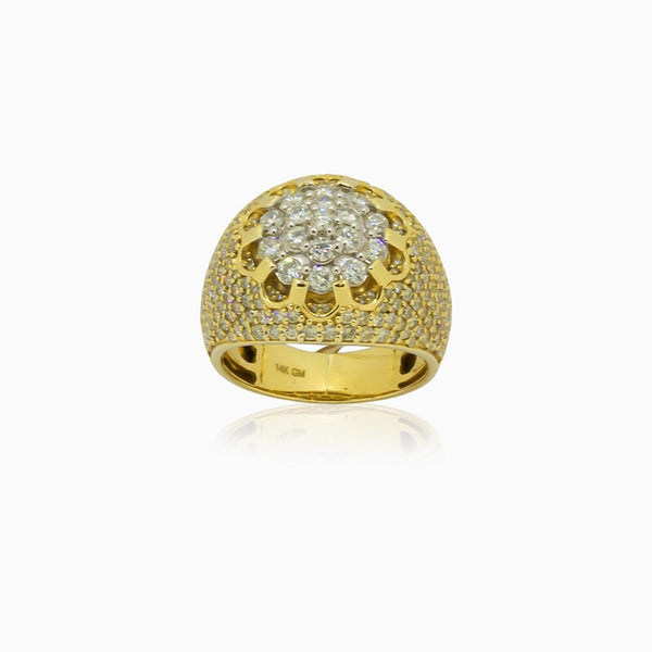 10k Yellow Gold Cluster Men's Diamond Ring by ijaz jewelers