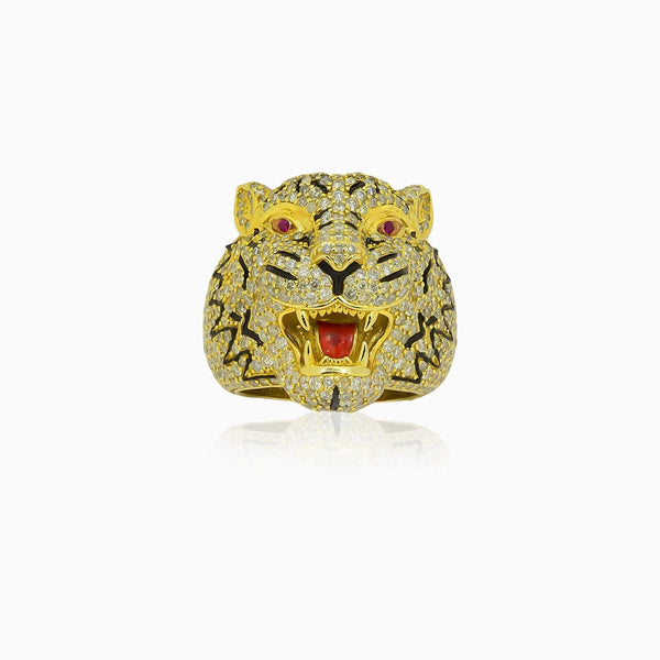 10k Gold Tiger Face Men's Diamond Ring by ijaz jewelers