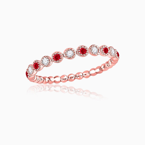 10k Rose Gold Women's Round Ruby Diamond Ring by ijaz jewelers