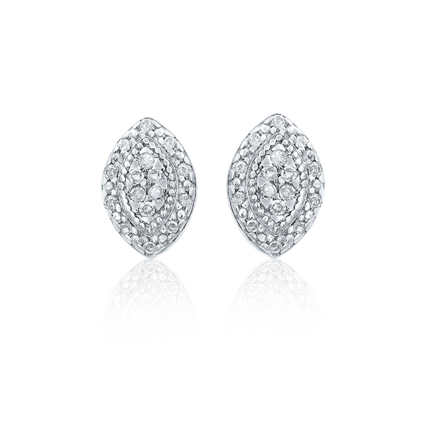 10k White Gold Women's Earrings Round Diamond Oval Cluster by ijaz jewelers