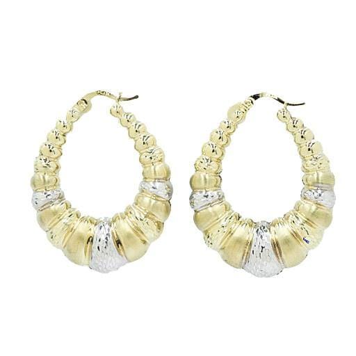 10K Gold Two-Tone Diamond Cut Shrimp Earrings by ijaz jewelers