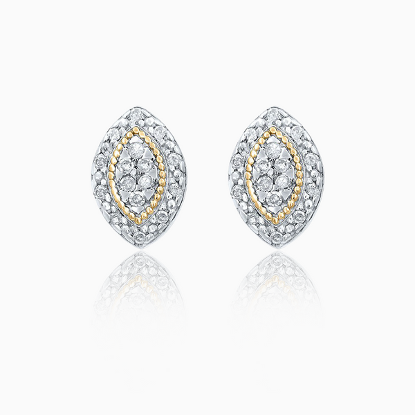 10k Yellow Gold Women's Earrings Round Diamond Oval Cluster by ijaz jewelers