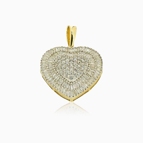 10K Gold Baguette Diamond Heart Pendant by ijaz jewelers