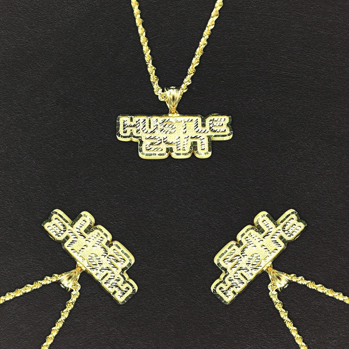 Hustle 24/7  Pendant and Rope Chain Set-up Back