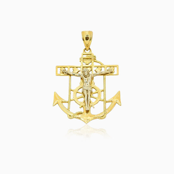 10k Plain Gold Two-Tone Anchor Pendant by ijaz jewelers