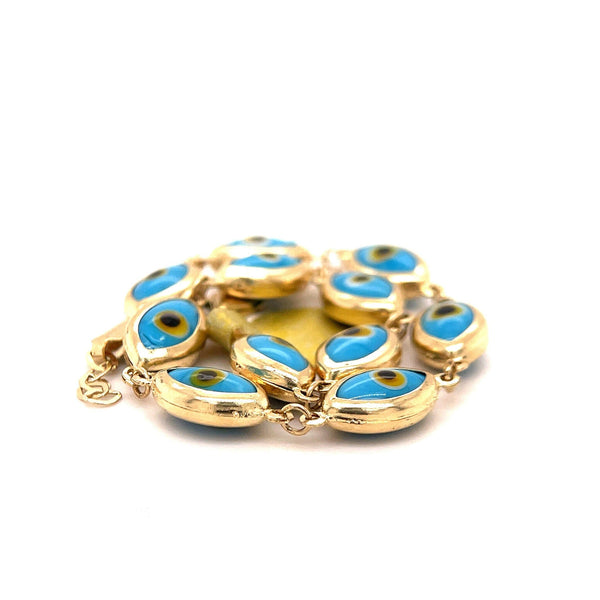 14k Gold Light Blue Evil EyeOjo Bracelet By Ijaz Jewelers
