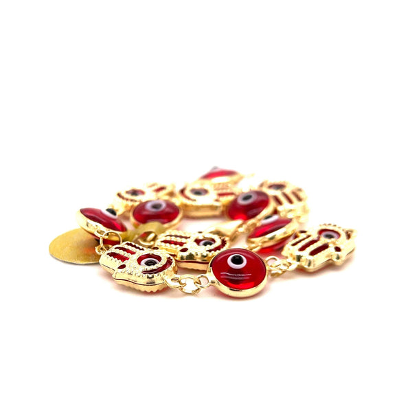 14k Gold Red Hamsa Hand Evil Eye Bracelet By Ijaz Jewelers