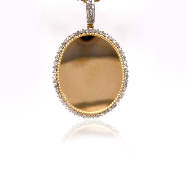 10k Gold and Baguette Oval Picture Pendant by ijaz jewelers