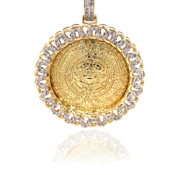 10k Gold and Diamond Aztec Calendar with Chino Link Bezel by ijaz jewelers