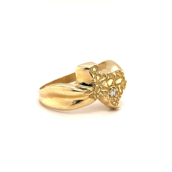 10k Gold Texas Nugget Ring with Stone in Houston