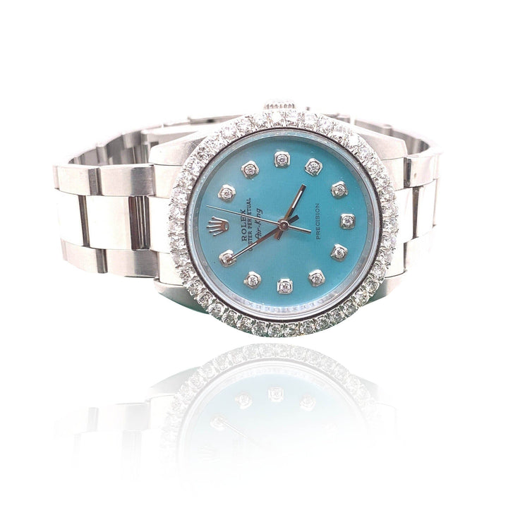 36mm Air King SS Diameter + Blue Dial Rolex Watch by Ijaz Jewelers