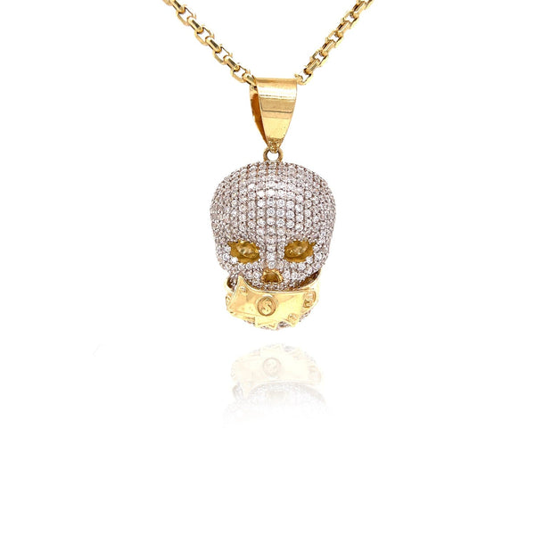 10k Yellow Gold Money Mouth Skull Pendant by ijaz jewelers