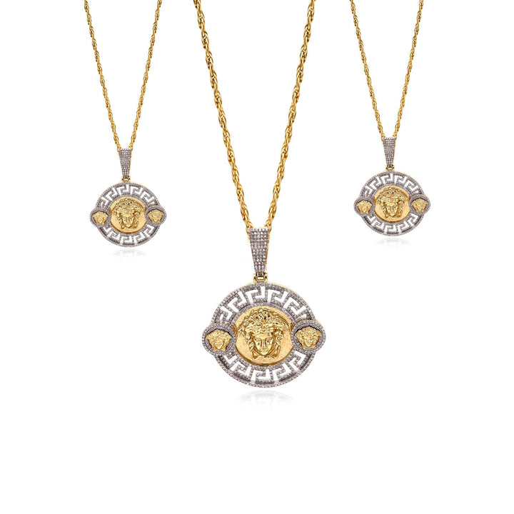 Gold & Diamond 3 Face Medusa Pendant by Ijaz Jewelers