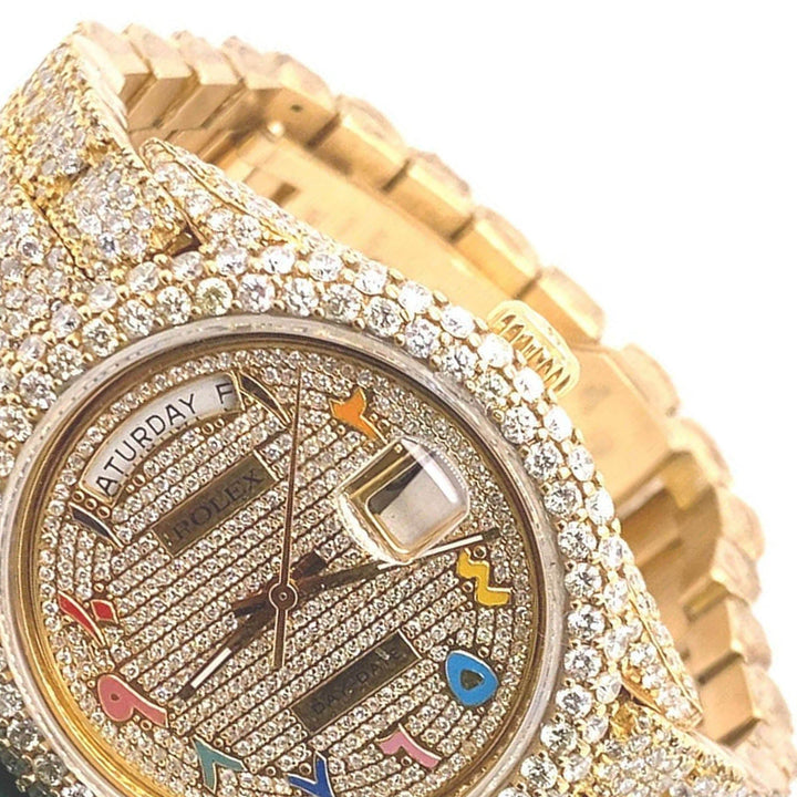 36 mm Fully Buss Down Colorful Rolex by the Jewelers of Kings & Queens