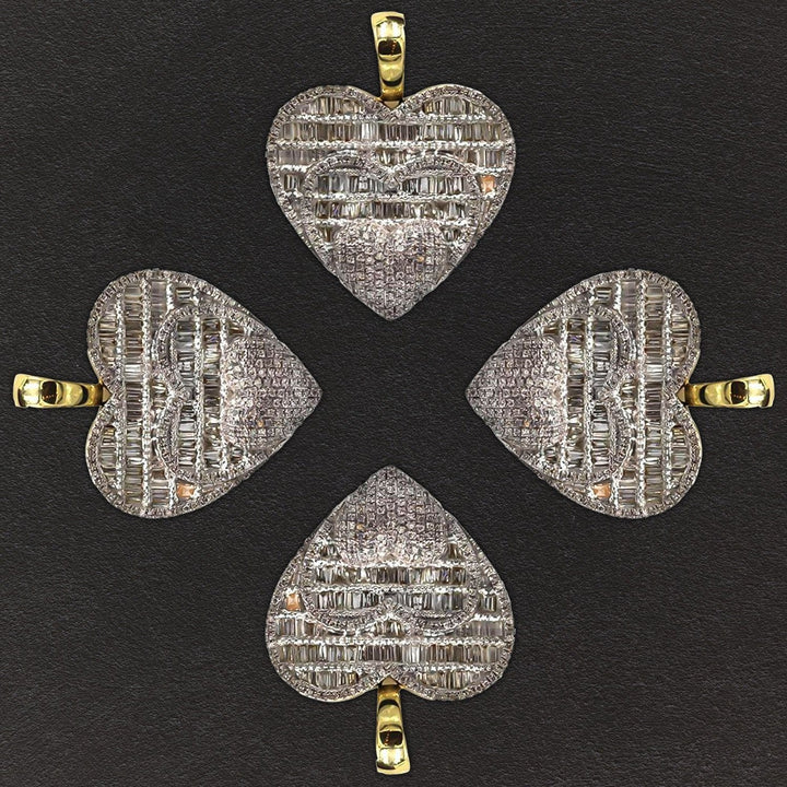 10K Gold & Diamond Triple Heart Pendant