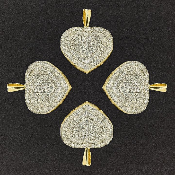 Baguette Diamond & 10K Gold Heart Pendant