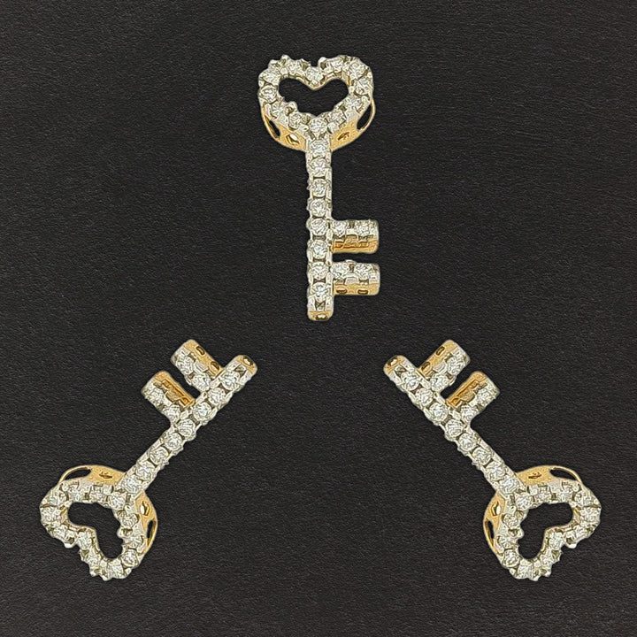 10K Gold & Diamond Key Pendant