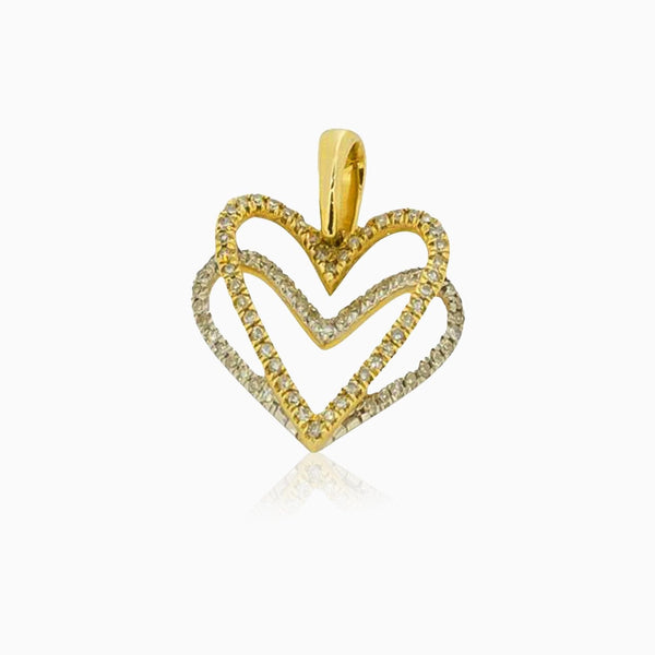 10K Two Tone Gold Diamond Heart Pendant by ijaz jewelers