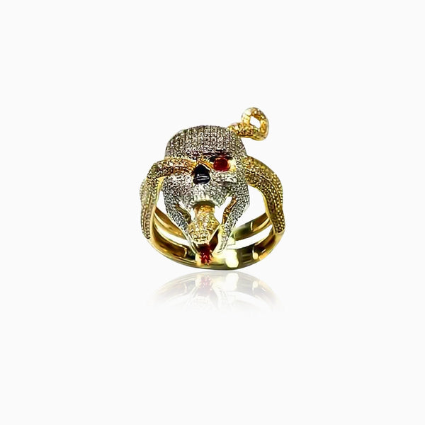 10k Yellow Gold Men's Skull & Snake Diamond Ring by ijaz jewelers