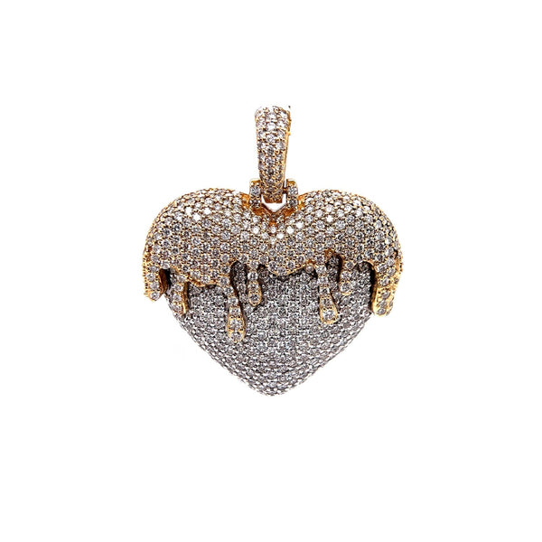 14k Gold and Diamond Drippy Heart Pendant by ijaz jewelers