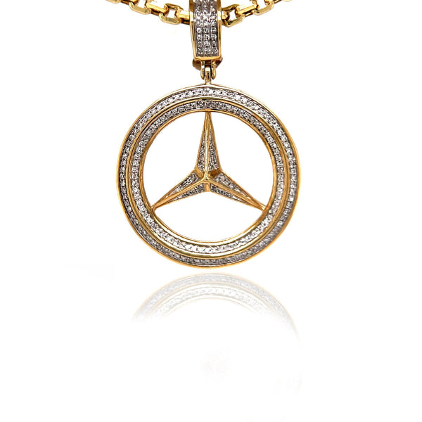 10k Gold and Diamond Mercedes Benz Pendant by ijaz jewelers