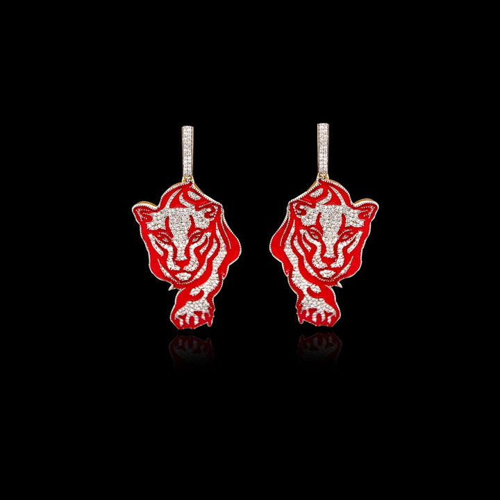 Diamond Red Enamel Lion Gold Pendant - The Jeweler Of Kings & Queens