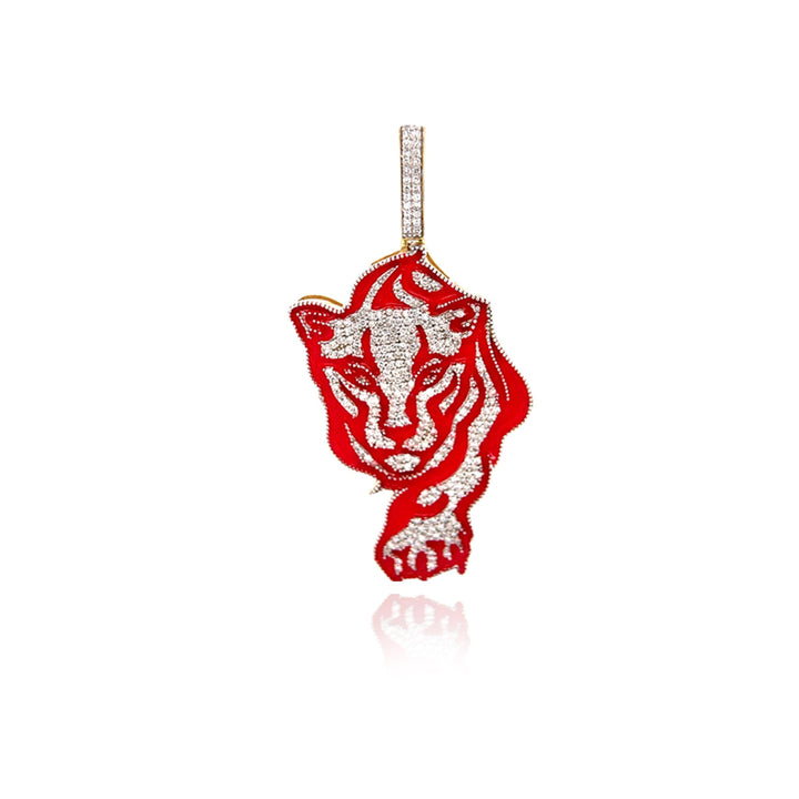 Diamond Red Enamel Lion Pendant By Ijaz Jewelers