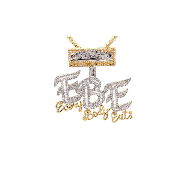 Diamond Every Body Eats With Last supper Bail Pendant