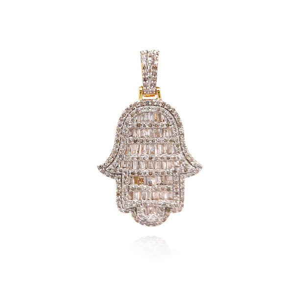 Diamond Baguette Hamsa Hand Pendant By Ijaz Jewelers