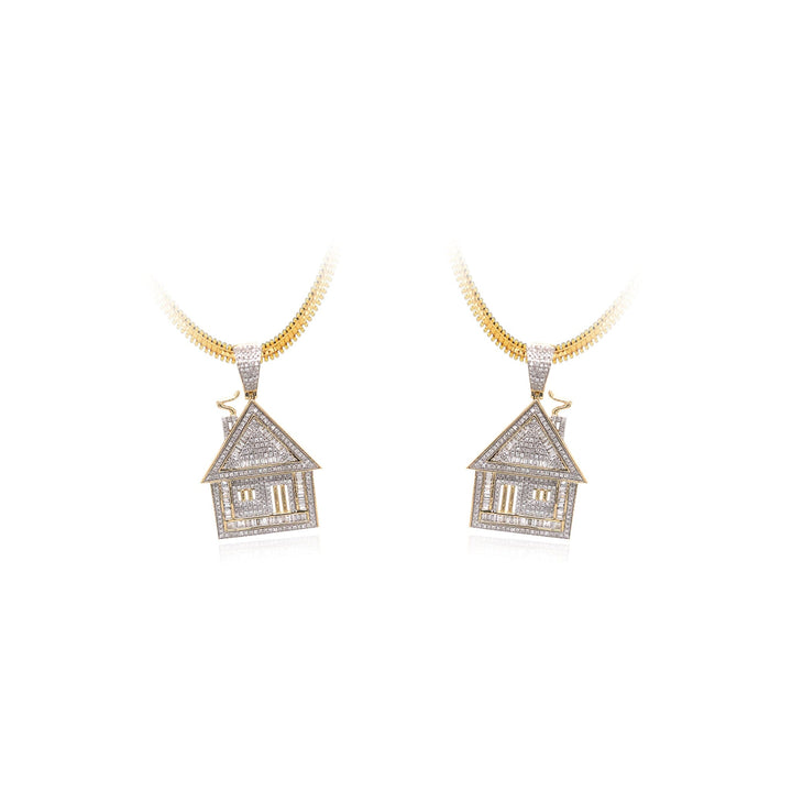 Gold Diamond Trap House Pendant - The Jeweler Of Kings & Queens