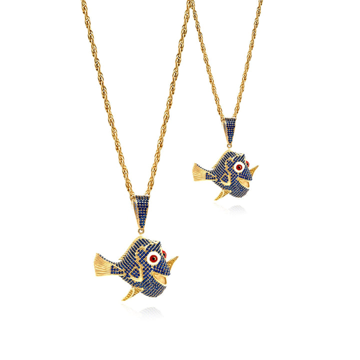10K Yellow Gold Dory Fish Pendant by Ijaz Jewelers