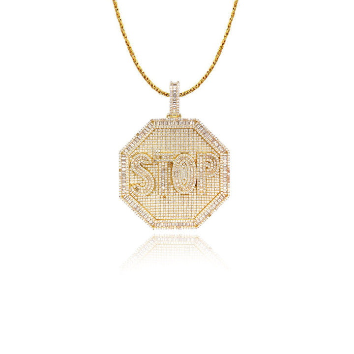 10k Yellow Gold Stop Sign Pendant by ijaz jewelers