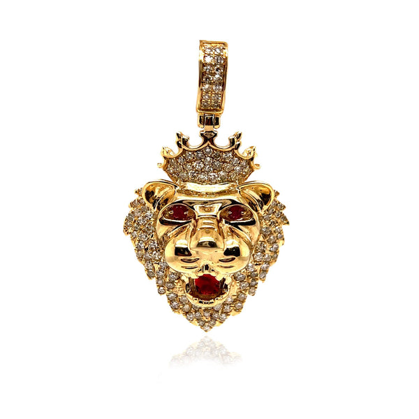 Diamond Lion with Crown Pendant