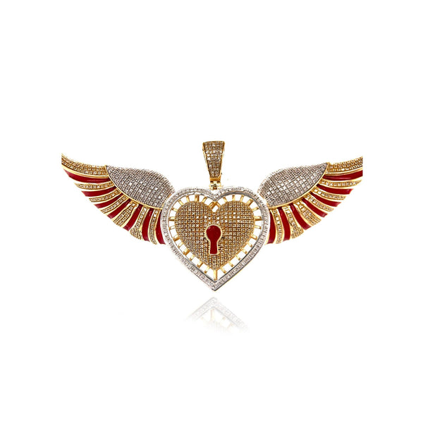 Heart With Wings Diamond Pendant