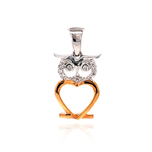 Diamond Two-Tone Owl Pendant By Ijaz Jewelers