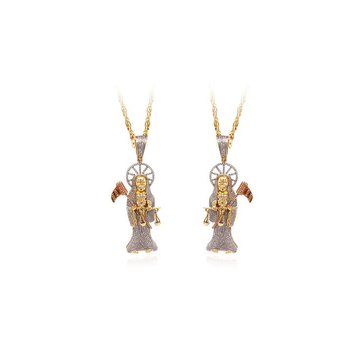Gold Diamond Santa Muerte Pendant - The Jeweler Of Kings & Queens